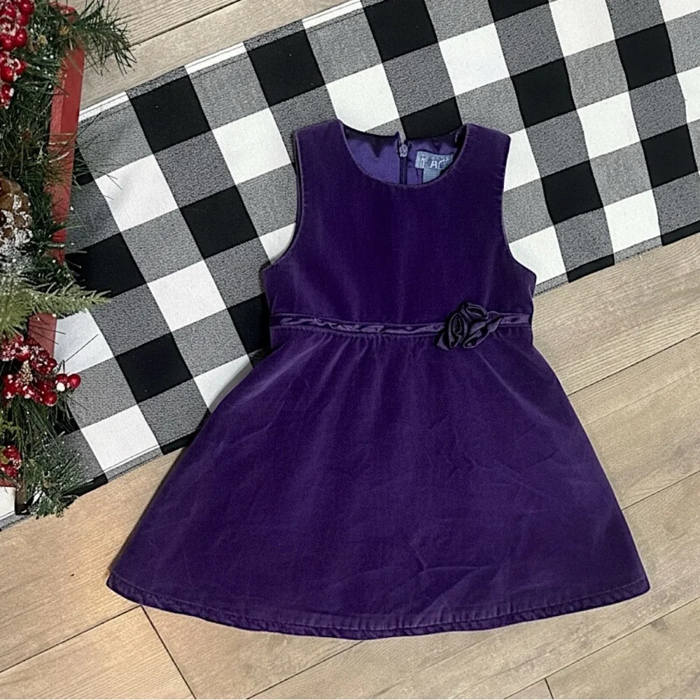 Vintage 90s Toddler Girl Purple Velvet Dress Children’s Place 3T Formal Holiday